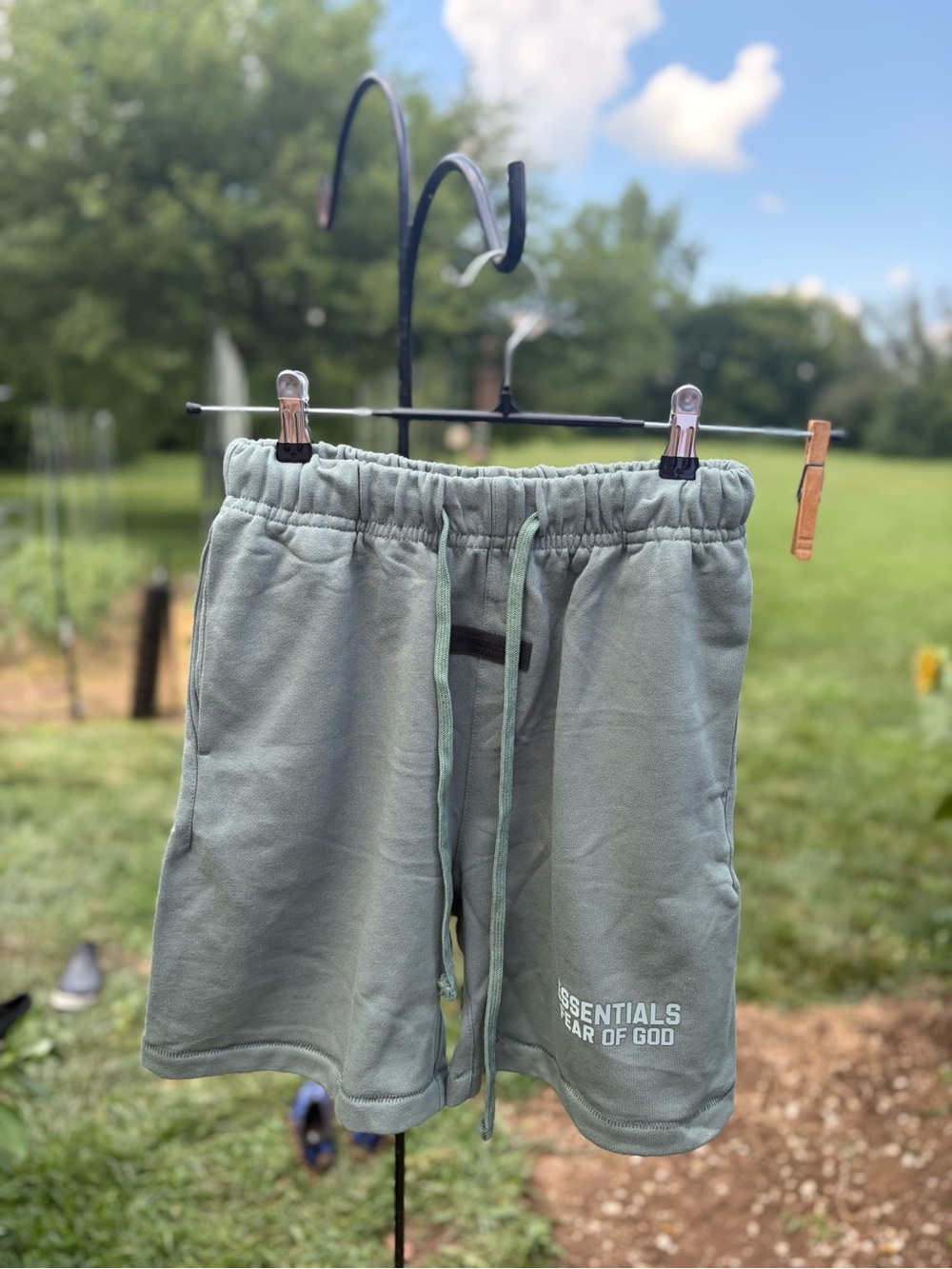 Fear of God Men's Drawstring Shorts — Sage Green